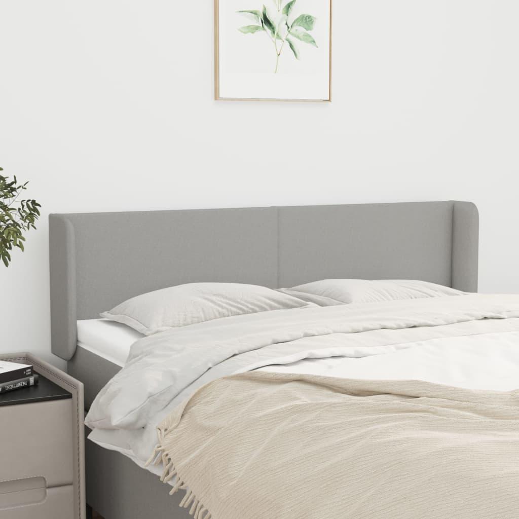 Sengegavl Med Kanter 83X16X78/128 Cm Stof - Lysegrå / 147 x 16 x 78/88 cm