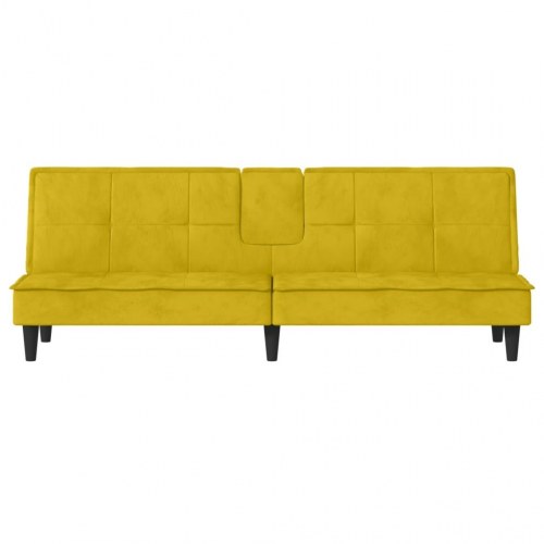 Sovesofa i velour med kopholdere - gul