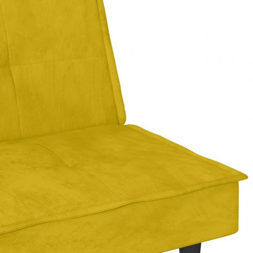Sovesofa i velour med kopholdere - gul