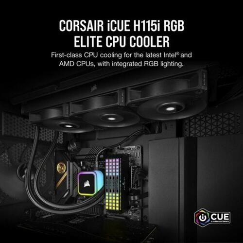 Corsair H115i - sæt med flydende CPU-køling, sort