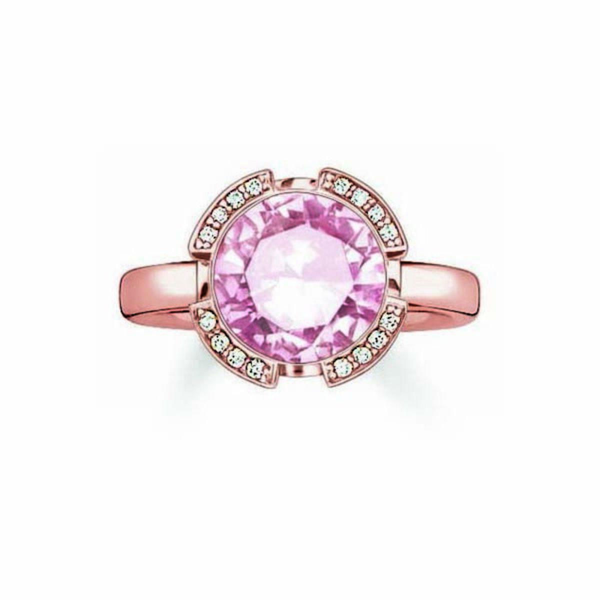 Thomas Sabo ring til kvinder TR2038-633-9 - str. 14, sølv i rosenguld med pink
