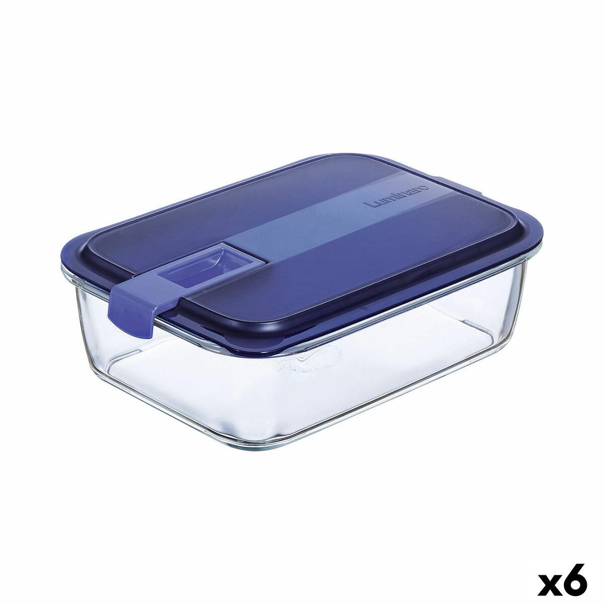 Hermetisk Madkasse Luminarc Easy Box Blå Glas 6 Enheder 1 97 L