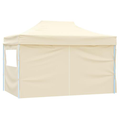 Foldbart pop-up telt med 4 sidevægge 3 x 4,5 m cremehvid