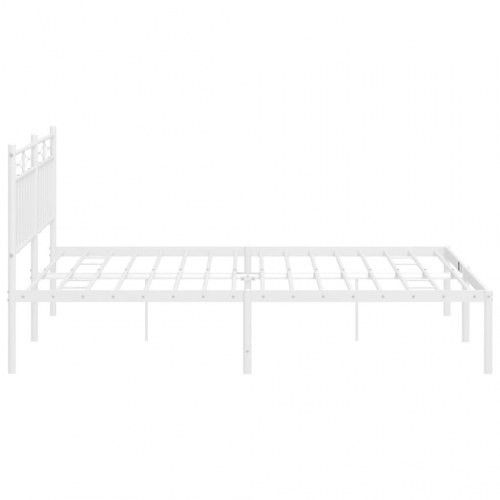 Sengeramme med sengegavl 150×200 cm - metal, hvid