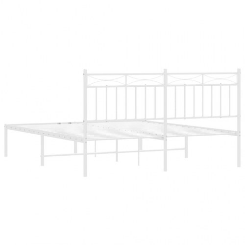 Sengeramme med sengegavl 150×200 cm - metal, hvid