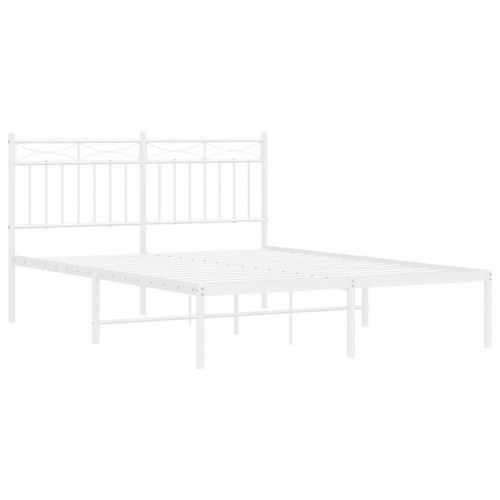 Sengeramme med sengegavl 140x190 cm metal hvid