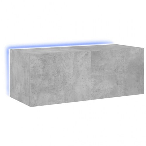Væghængt tv-bord med LED-lys 80 x 35 x 31 cm - betongrå