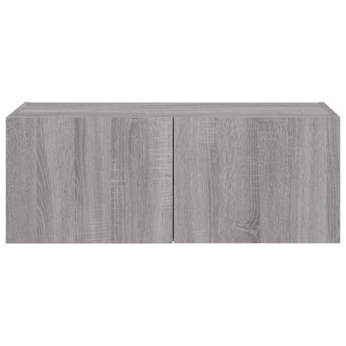Væghængt tv-bord m. LED-lys 80x35x31 cm grå sonoma-eg