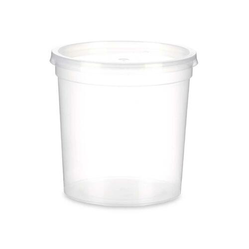 Rund madkasse med låg Gennemsigtig polypropylen 1 L 12,5 x 12,5 x 12,5 cm (12 enheder)
