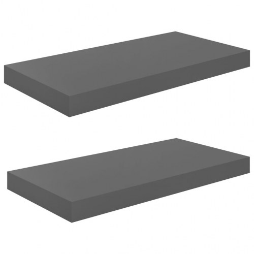 Væghylder - 2 stk. 50×23×3,8 cm i grå højglans (MDF)