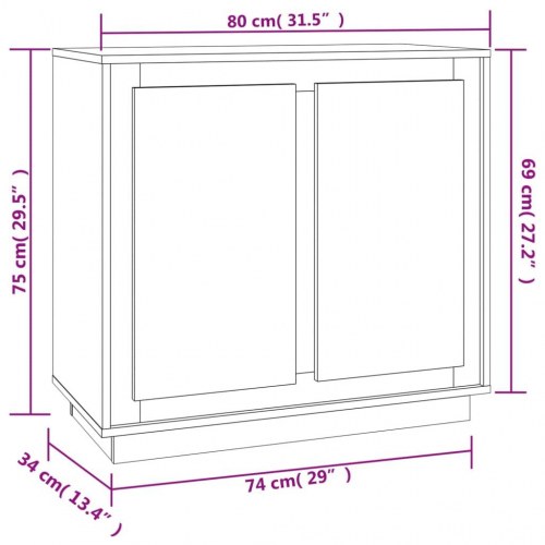 Skænk 80x34x75 cm konstrueret træ sort
