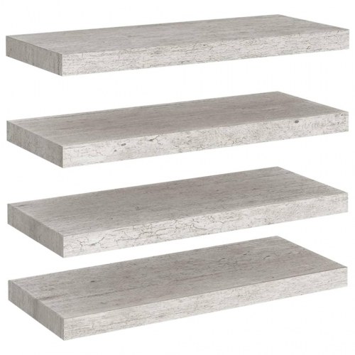 Væghylder - 4 stk. 60 × 23,5 × 3,8 cm i MDF, betongrå