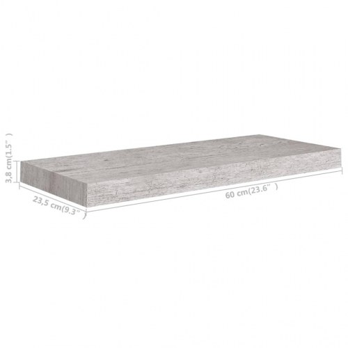 Væghylder - 4 stk. 60 × 23,5 × 3,8 cm i MDF, betongrå
