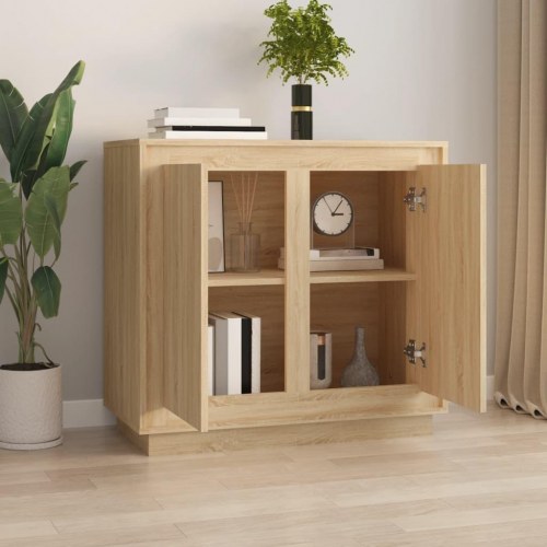 Skænk 80 x 34 x 75 cm i konstrueret træ - sonoma-eg