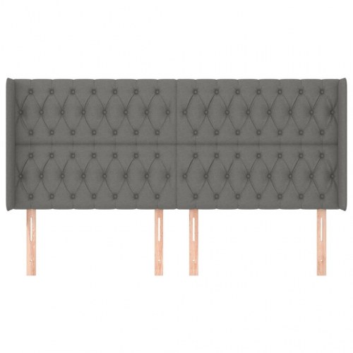 Sengegavl med kanter 203 x 16 x 118/128 cm - mørkegrå