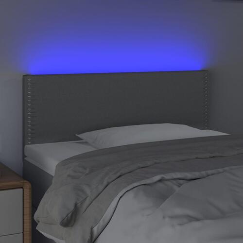Sengegavl med LED-lys 100x5x78/88 cm stof lysegrå