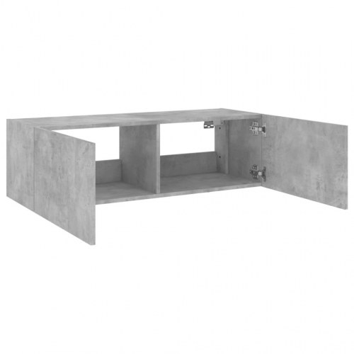 Væghængt tv-bord med LED-lys 100 x 35 x 31 cm - betongrå