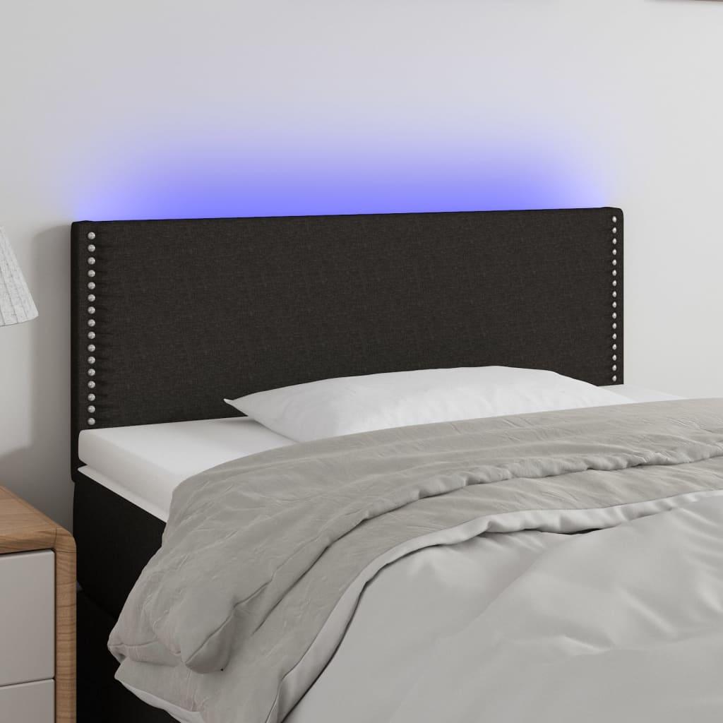 Sengegavl med LED-lys 100x5x78/88 cm stof sort