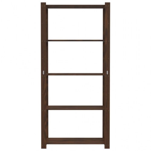 Opbevaringsreol i massivt fyrretræ - 5 hylder, 80×38×170 cm, brun