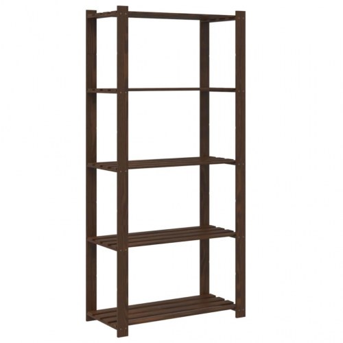 Opbevaringsreol i massivt fyrretræ - 5 hylder, 80×38×170 cm, brun