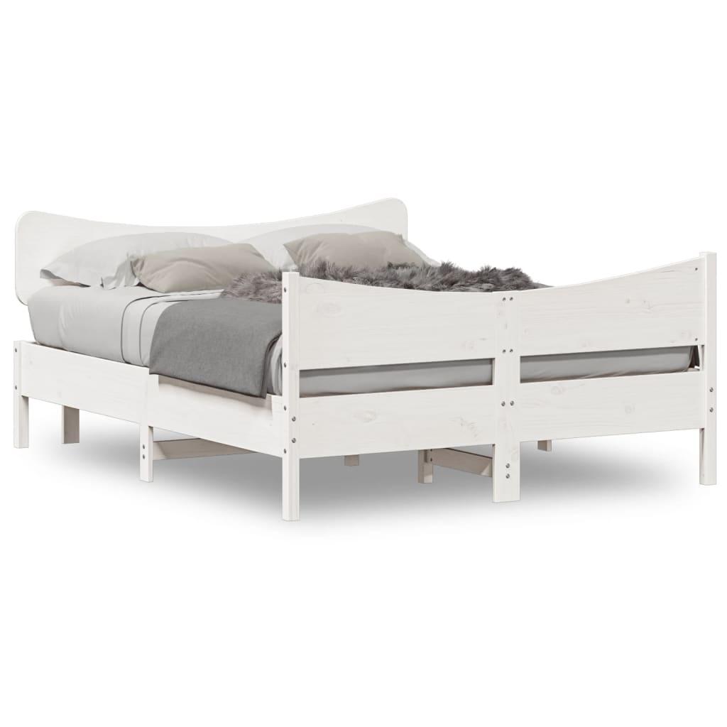 Sengeramme Uden Madras Massivt Fyrretræ - Hvid / 140 x 190 cm
