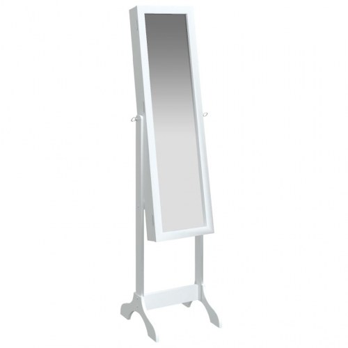 Fritstående spejl 34×37×146 cm - hvid gulvspejl med opbevaring