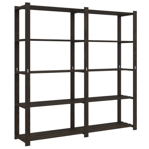 Opbevaringsreol i massivt fyrretræ - 5 hylder, 170×38×170 cm, sort