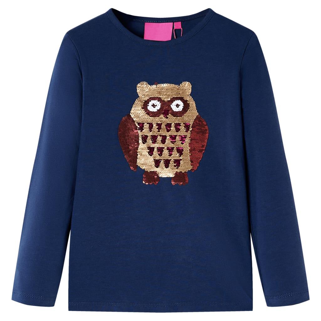 Langærmet T-shirt til børn str. 92 marineblå