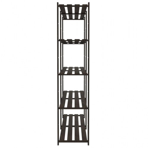 Opbevaringsreol i massivt fyrretræ - 5 hylder, 170×38×170 cm, sort
