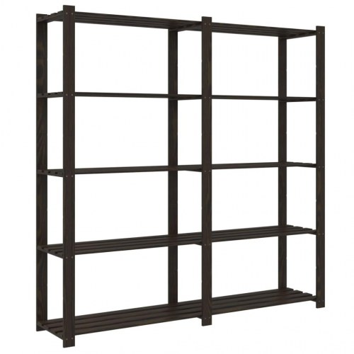 Opbevaringsreol i massivt fyrretræ - 5 hylder, 170×38×170 cm, sort