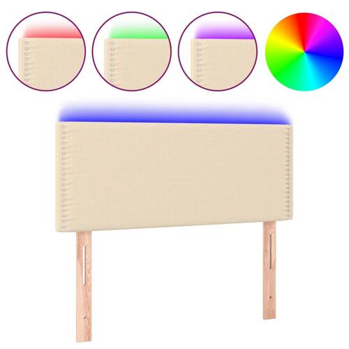 Sengegavl med LED-lys 100x5x78/88 cm stof cremefarvet