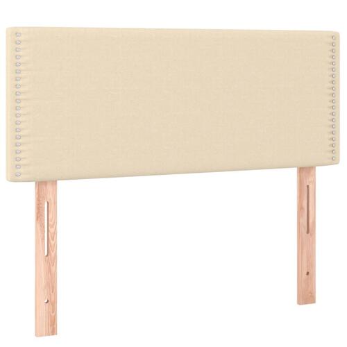 Sengegavl med LED-lys 100x5x78/88 cm stof cremefarvet