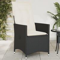 Havestol med hynder justerbart ryglæn polyrattan sort