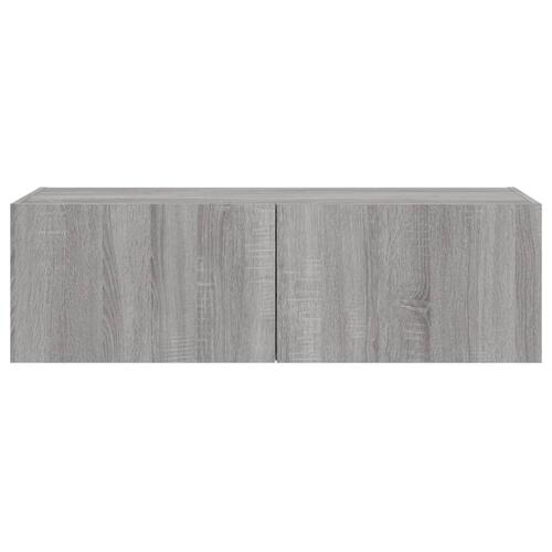 Væghængt tv-bord m. LED-lys 100x35x31 cm grå sonoma-eg