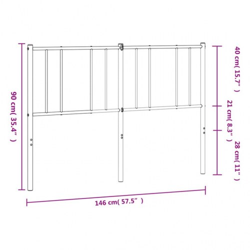 Sengegavl i metal 140 cm - sort, udskiftningsgavl