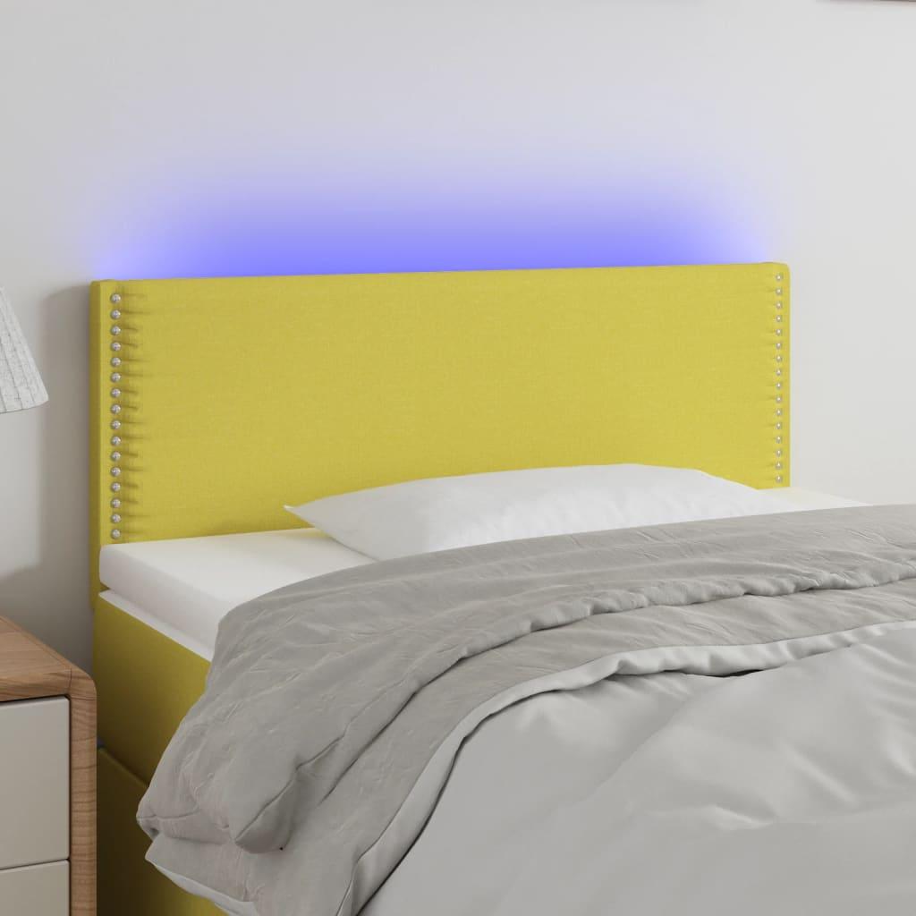 Sengegavl med LED-lys 100x5x78/88 cm stof grøn