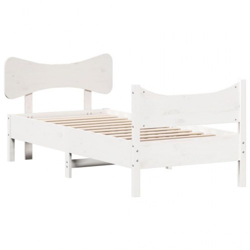 Sengeramme i massivt fyrretræ 75 x 190 cm - hvid