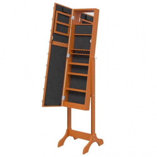 Fritstående spejl med LED 34x37x146 cm brun