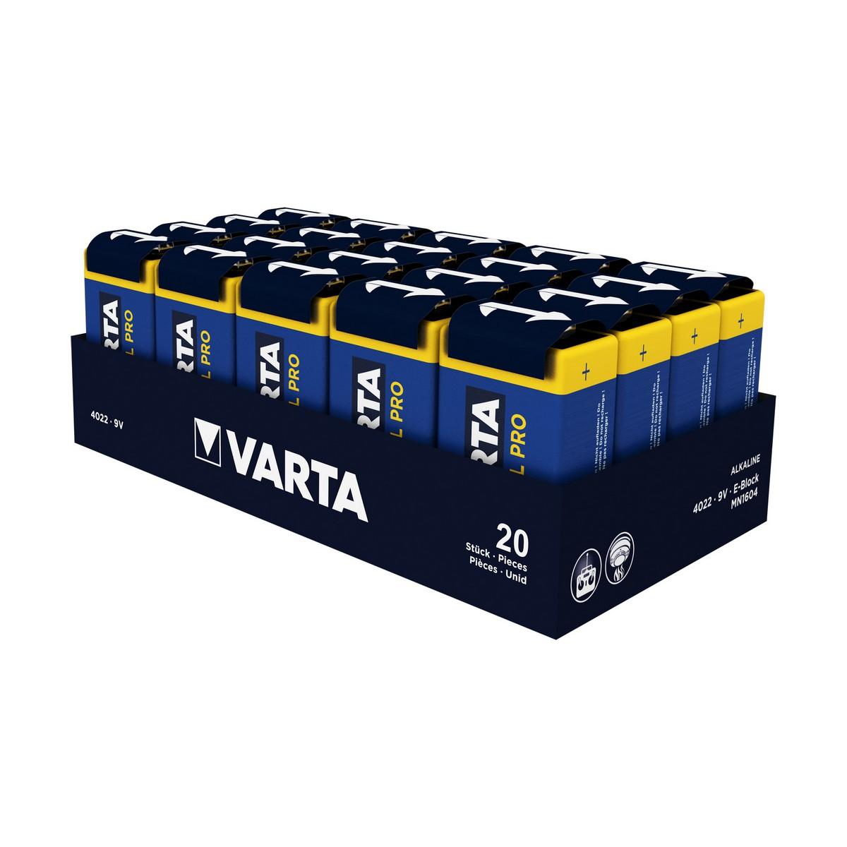 Varta 6LR61 9V alkaliske batterier - 20 stk.