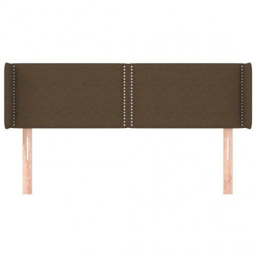 Sengegavl med kanter 147 x 16 x 78/88 cm stof mørkebrun