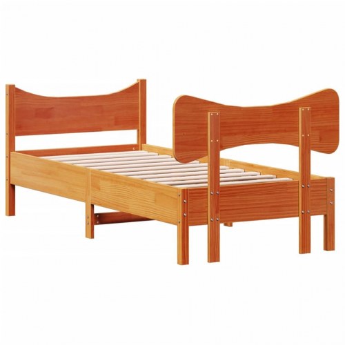Sengeramme i massivt fyrretræ 90x190 cm - gyldenbrun