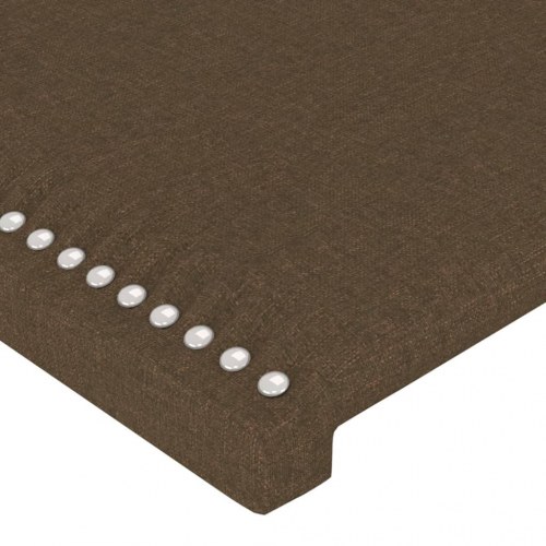 Sengegavl med LED-lys 144x5x78/88 cm - stof, mørkebrun
