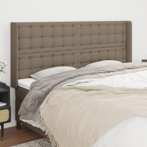 Sengegavl med kanter 163 x 16 x 118/128 cm - gråbrun