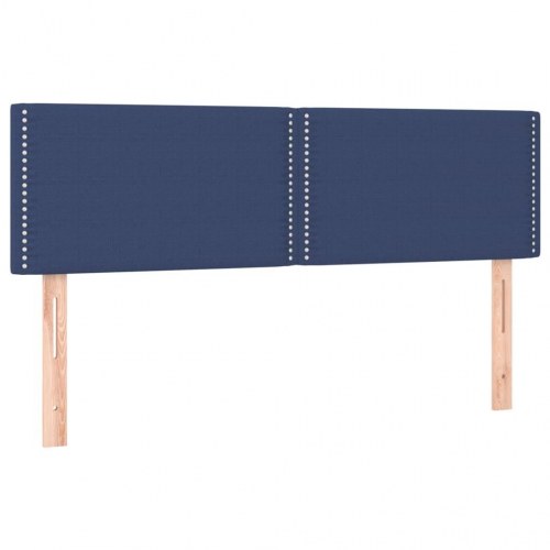 Sengegavl med LED-lys 144x5x78/88 cm - stof, blå