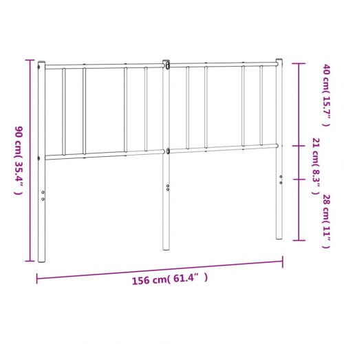 Sengegavl i metal 150 cm - sort