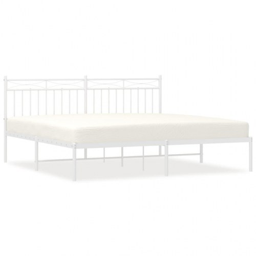 Sengeramme med sengegavl i metal - 183 x 213 cm, hvid