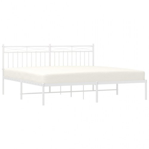 Sengeramme med sengegavl i metal - 183 x 213 cm, hvid