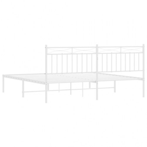 Sengeramme med sengegavl i metal - 183 x 213 cm, hvid