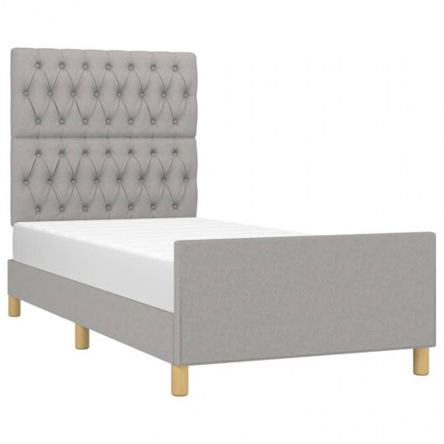 Sengeramme med sengegavl - lysegrå stof 90×190 cm