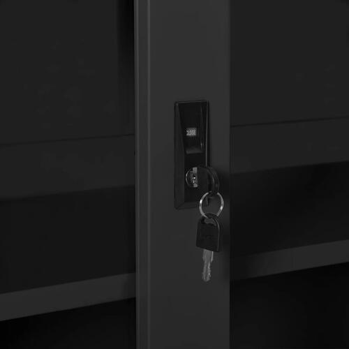 Skab med skydelåger og plantekasse stål antracitgrå